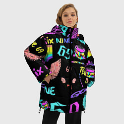 Куртка зимняя женская 6ix9ine logo rap bend, цвет: 3D-черный — фото 2