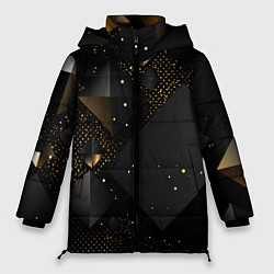 Женская зимняя куртка Золотые ромбы на черной абстракции