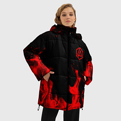Куртка зимняя женская Linkin Park красный огонь лого, цвет: 3D-красный — фото 2