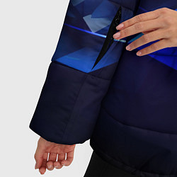 Куртка зимняя женская Black blue background abstract, цвет: 3D-черный — фото 2