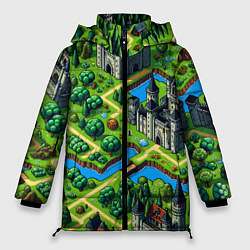 Куртка зимняя женская Heroes of Might and Magic - pixel map, цвет: 3D-черный