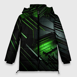 Куртка зимняя женская Металл и зеленый яркий неоновый свет, цвет: 3D-черный