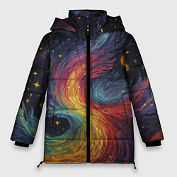 Куртка зимняя женская Звездный вихрь абстрактная живопись, цвет: 3D-черный