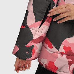 Куртка зимняя женская Розовый камуфляж из котов, цвет: 3D-черный — фото 2