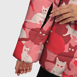 Куртка зимняя женская Розовый кошачий комуфляж, цвет: 3D-черный — фото 2