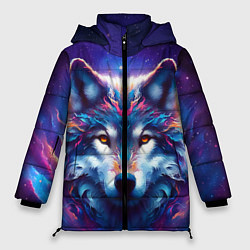 Куртка зимняя женская Волк и звезды, цвет: 3D-черный