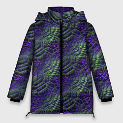 Куртка зимняя женская Фиолетово-зеленые ромбики, цвет: 3D-черный