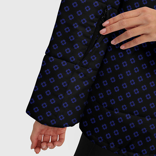 Женская зимняя куртка Чёрный паттерн в синий горошек / 3D-Черный – фото 5