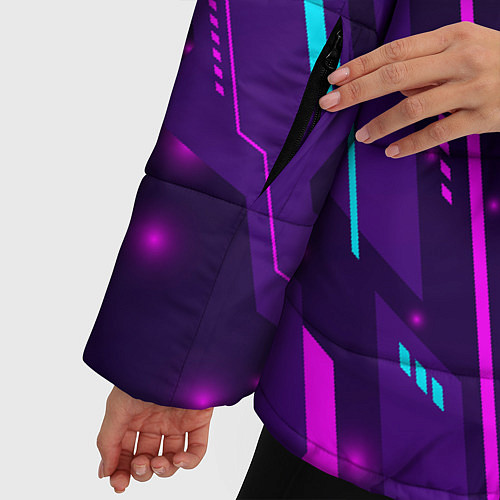 Женская зимняя куртка Doom neon gaming / 3D-Черный – фото 5
