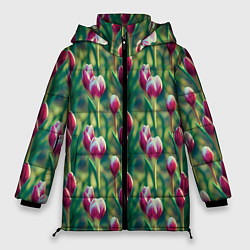Куртка зимняя женская Весенние цветы на поляне, цвет: 3D-черный