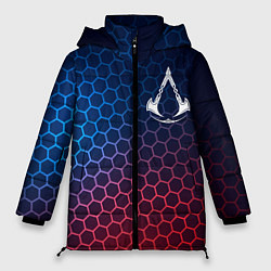 Куртка зимняя женская Assassins Creed неоновые соты, цвет: 3D-черный