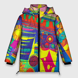 Куртка зимняя женская Яркая графическая абстракция, цвет: 3D-черный