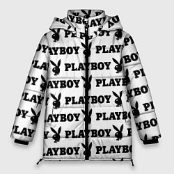 Куртка зимняя женская Зайчик плейбой паттерн, цвет: 3D-черный