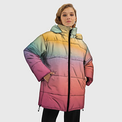 Куртка зимняя женская Радужные переходы градиент, цвет: 3D-черный — фото 2