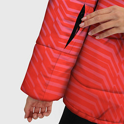 Куртка зимняя женская Красные градиентные линии, цвет: 3D-красный — фото 2