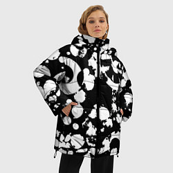 Куртка зимняя женская Модная чб абстракция - нейросеть, цвет: 3D-светло-серый — фото 2