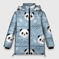 Куртка зимняя женская Панды и цветочки, цвет: 3D-черный