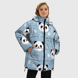 Куртка зимняя женская Панды и цветочки, цвет: 3D-черный — фото 2