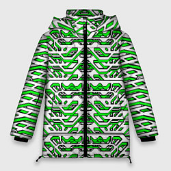 Куртка зимняя женская Техно броня зелёно-белая, цвет: 3D-светло-серый