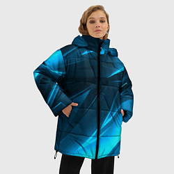 Куртка зимняя женская Geometry stripes neon color, цвет: 3D-красный — фото 2