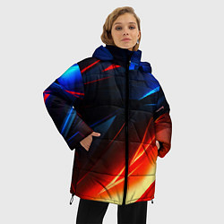 Куртка зимняя женская Geometry stripes neon steel, цвет: 3D-светло-серый — фото 2