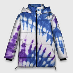 Куртка зимняя женская Сине-фиолетовый узор тай дай, цвет: 3D-светло-серый