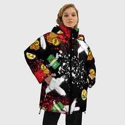 Куртка зимняя женская Денежные смайлики и пачки долларов с крыльями, цвет: 3D-черный — фото 2