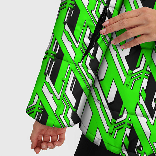 Женская зимняя куртка Зелёная техно броня / 3D-Черный – фото 5