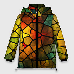 Куртка зимняя женская Витражная стеклянная мозаика, цвет: 3D-черный