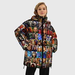 Куртка зимняя женская Портреты всех героев, цвет: 3D-красный — фото 2