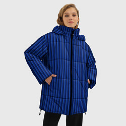Куртка зимняя женская Синий в вертикальную полоску, цвет: 3D-черный — фото 2