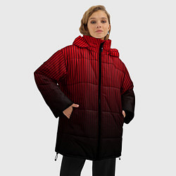 Куртка зимняя женская Красно-чёрный градиент в полоску, цвет: 3D-черный — фото 2