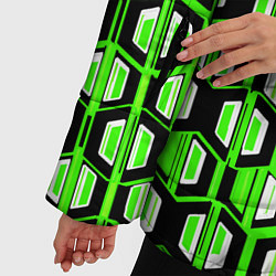Куртка зимняя женская Техно узор из шестиугольников зелёный, цвет: 3D-светло-серый — фото 2