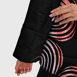Куртка зимняя женская Чёрные звёзды и завихрения, цвет: 3D-красный — фото 2