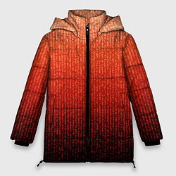 Куртка зимняя женская Полосатый градиент оранжево-красный в чёрный, цвет: 3D-черный