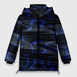 Куртка зимняя женская Темно синие карбоновые волны, цвет: 3D-красный