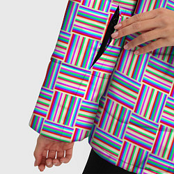 Куртка зимняя женская Разноцветный клетка-полосы паттерн, цвет: 3D-черный — фото 2