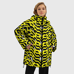 Куртка зимняя женская Агрессивный жёлтый паттерн, цвет: 3D-светло-серый — фото 2