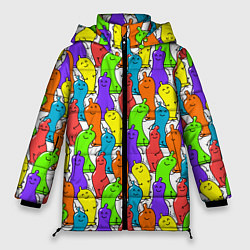 Куртка зимняя женская Весёлые цветные презервативы, цвет: 3D-черный