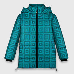 Куртка зимняя женская Геометрический синий узор, цвет: 3D-светло-серый