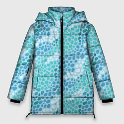 Куртка зимняя женская Океанские волны из синих и бирюзовых камней, цвет: 3D-черный