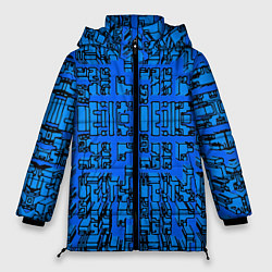 Куртка зимняя женская Синие фигуры с эффектом рыбьего глаза, цвет: 3D-красный