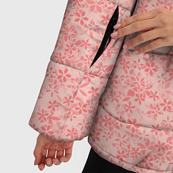 Куртка зимняя женская Цветочный паттерн персиково-розовый, цвет: 3D-красный — фото 2