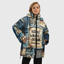 Куртка зимняя женская I love Barcelona - пэчворк, цвет: 3D-черный — фото 2