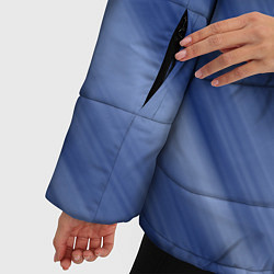 Куртка зимняя женская Белые полосы на синем фоне, цвет: 3D-черный — фото 2