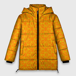 Куртка зимняя женская Паттерн из окружностей оранжевый, цвет: 3D-красный