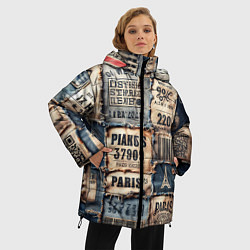 Куртка зимняя женская Пэчворк джинсы из Парижа, цвет: 3D-черный — фото 2