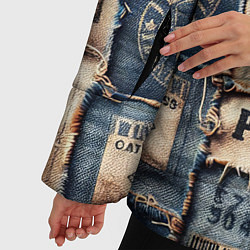 Куртка зимняя женская Пэчворк джинсы из Парижа, цвет: 3D-светло-серый — фото 2