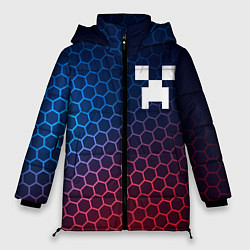 Куртка зимняя женская Minecraft неоновые соты, цвет: 3D-черный