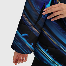 Куртка зимняя женская Кислотная синяя яркая неоновая абстракция, цвет: 3D-черный — фото 2